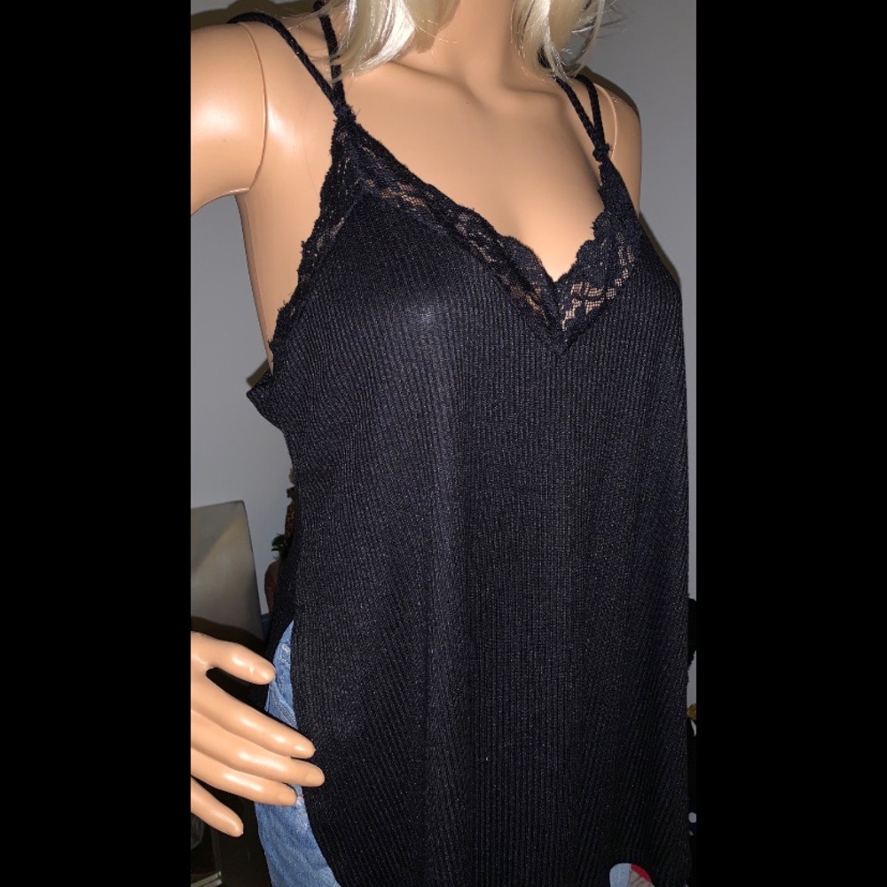 ✨ Black Lace Criss Cross Back Tank